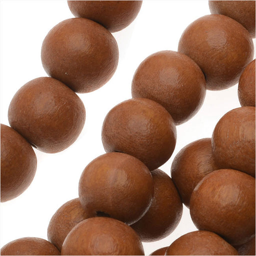 Pukalet Wood Beads, Dyed Smooth Round 8mm, Bayong Brown Lacquer (50 Pieces)