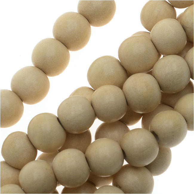 Pukalet Wood Beads, Dyed Smooth Round 8mm, Natural Lacquer (50 Pieces)