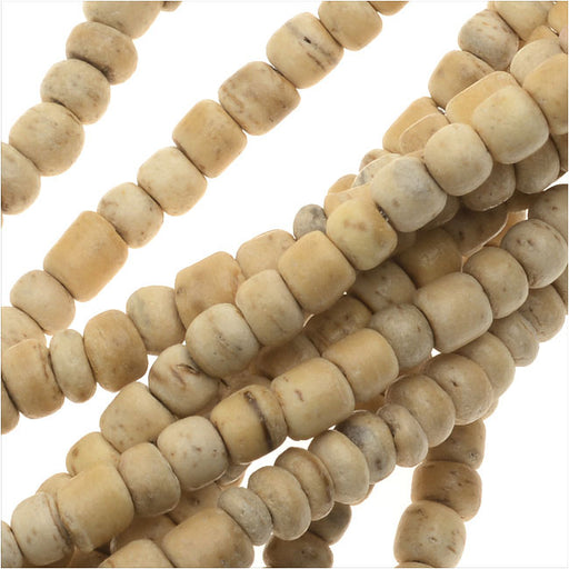 Coconut Wood Beads, Round Heishi Spacers 2x3mm, 145-150 Pieces, Natural Lacquer