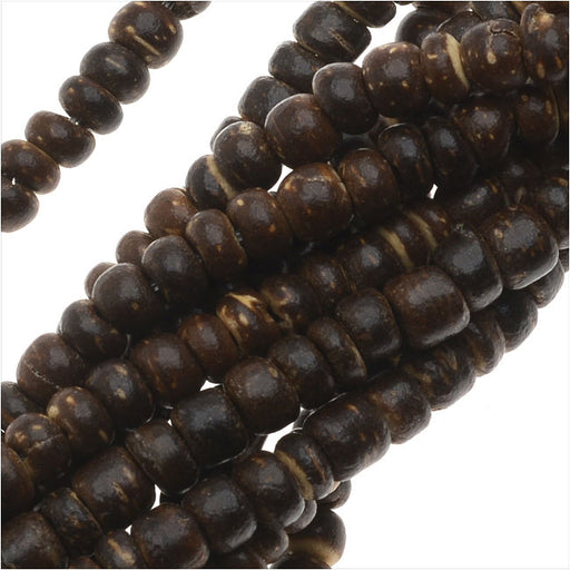 Coconut Wood Beads, Round Spacers 2x4mm, Brown (130 Pieces)