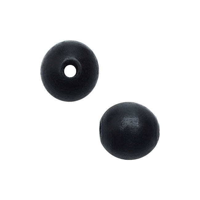 Smooth Wood Beads, Round with 10mm Diameter, Black (36 Pieces)