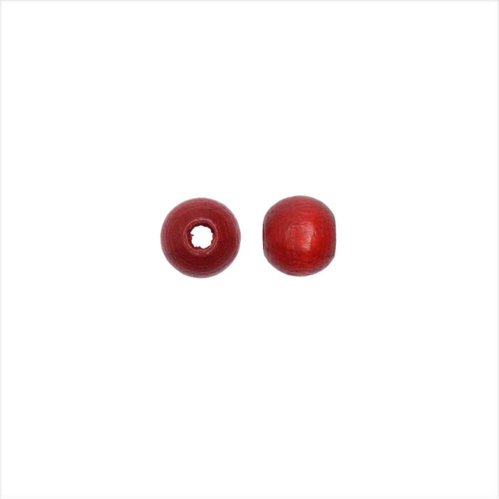 EuroWood Natural Wood Beads, Round 6mm Diameter, Red (200 Pieces)