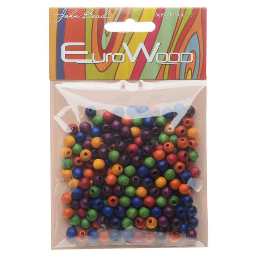 EuroWood Natural Wood Beads, Round 6mm Diameter, 200 Pieces, Multi-Colored