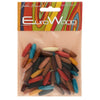EuroWood Natural Wood Beads, Tapered Oval Tubes 20mm Long, 50 Pieces, Multi-Colored