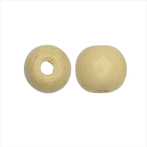Dyed Wood Beads, Smooth Large Hole Round 14mm, White (20 Pieces)