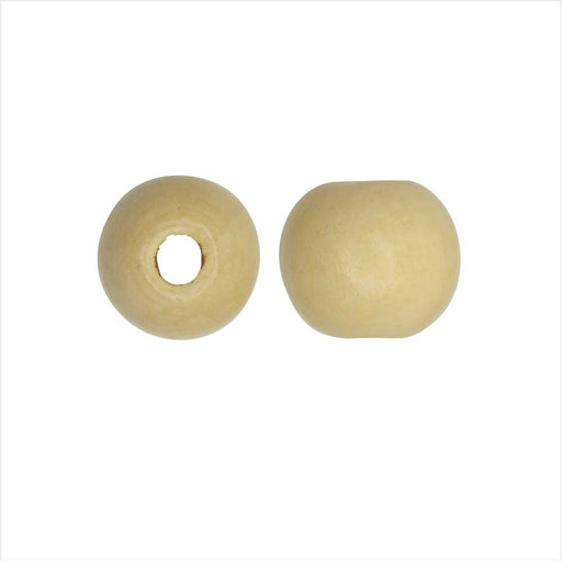 Dyed Wood Beads, Smooth Large Hole Round 12mm, Ivory Cream (25 Pieces)