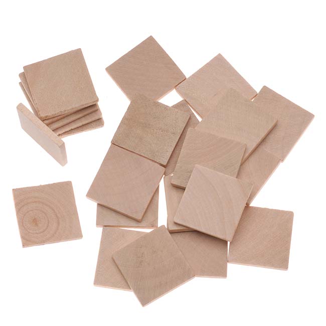 Natural Wood Square Collage Jewelry Pendant Tiles 25mm (1 Inch) 24 Tiles