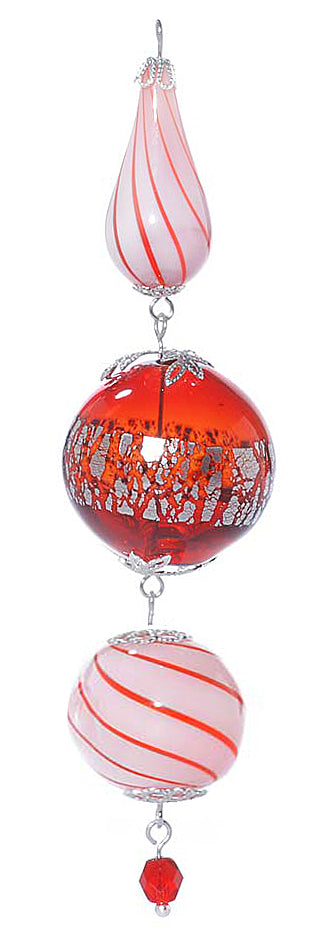 Retired - Silver and Red Candy Striped Heirloom Ornament