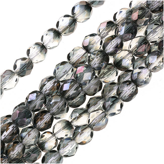 Czech Fire Polished Glass Beads 6mm Round 1/2 Coat Luster - Valentinite (25 pcs)