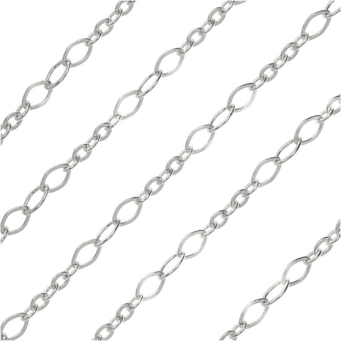 Silver Plated Plated Long and Short Chain, 4.5mm & 8mm, by the Foot