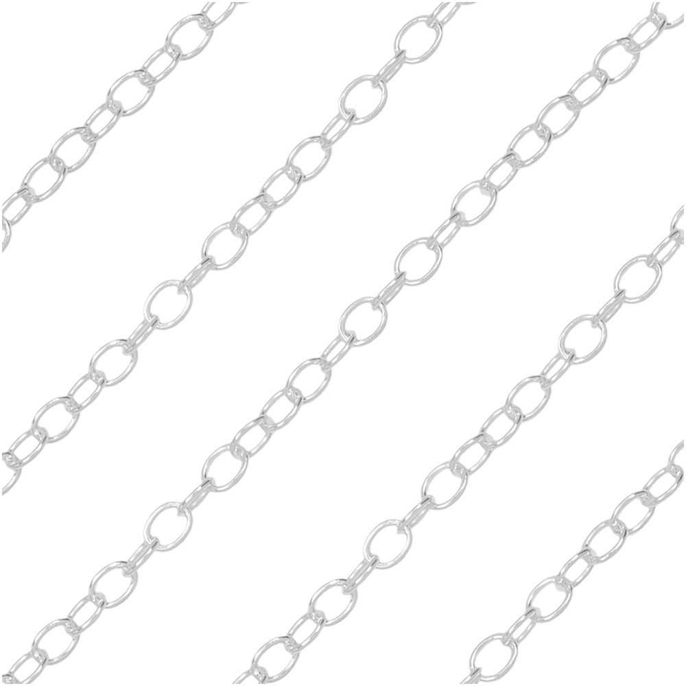 Sterling Silver Cable Chain, 2.2x1.8mm, by the Foot