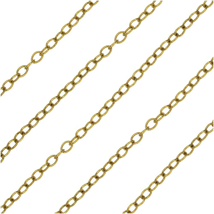 Antiqued Gold Plated Cable Chain, 2x2.5mm, by Nunn Design Chain, by the Foot