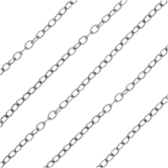 Antiqued Silver Plated Cable Chain, 2x2.5mm, by Nunn Design Chain, by the Foot