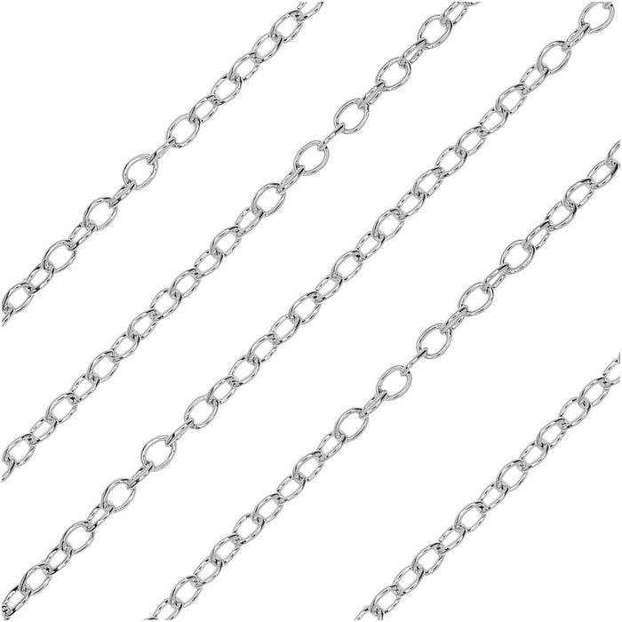 Silver Plated Cable Chain, 2x2.5mm, by Nunn Design Chain, by the Foot