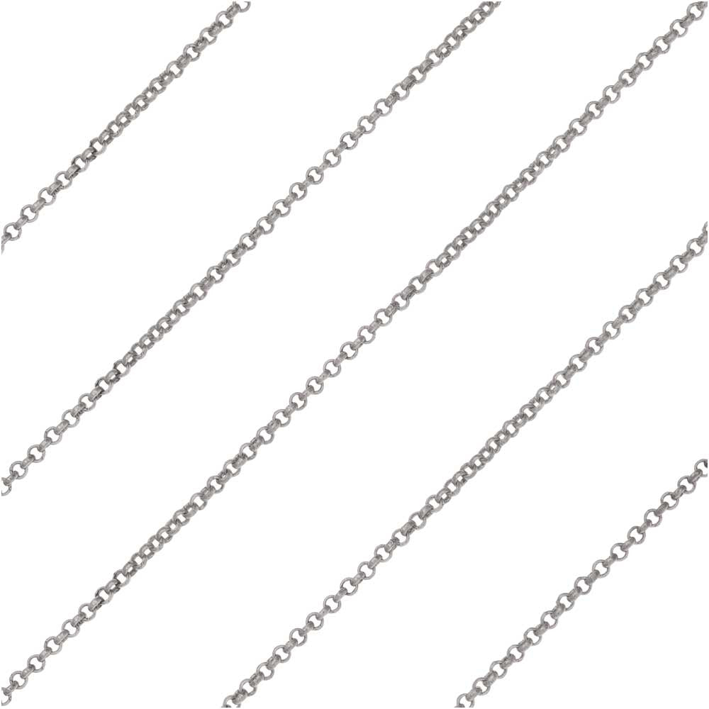 Antiqued Silver Plated Rolo Chain, 1mm, by the Foot