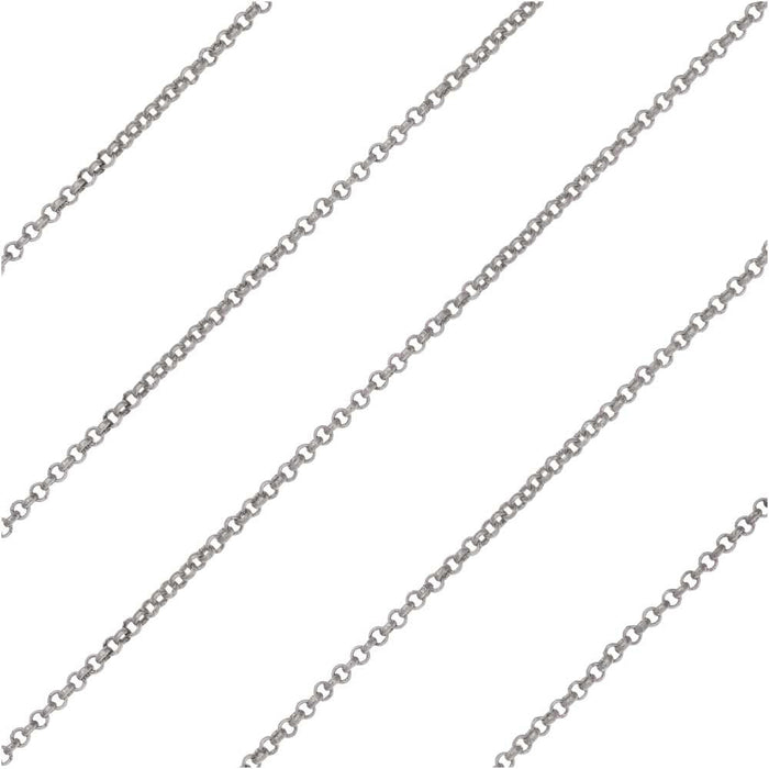 Antiqued Silver Plated Rolo Chain, 1mm, by the Foot