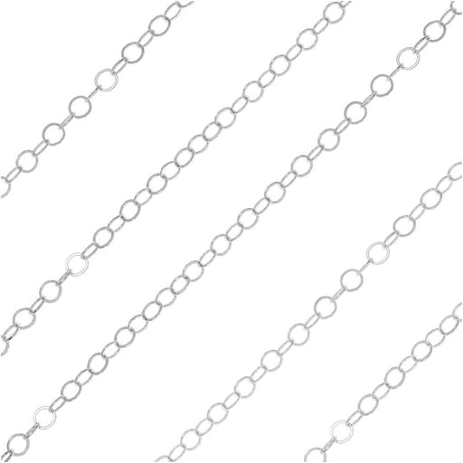 Silver Plated Cable Chain, Round Links 2mm, by the Foot