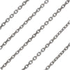 Antiqued Silver Plated, Delicate Rectangle Cable Chain, 2mm, by the Foot