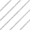 Silver Plated, Delicate Rectangle Cable Chain, 2mm by the Foot