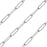 Silver Tone Paperclip Cable Chain, Flat Elongated Circle 10x3.5mm, By the Foot