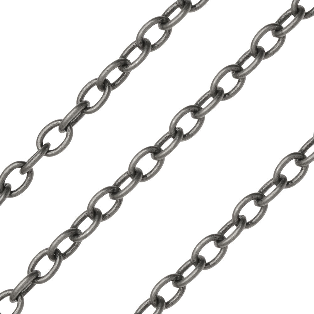 Antiqued Silver Plated Cable Chain, Oval 6x4mm, by the Foot