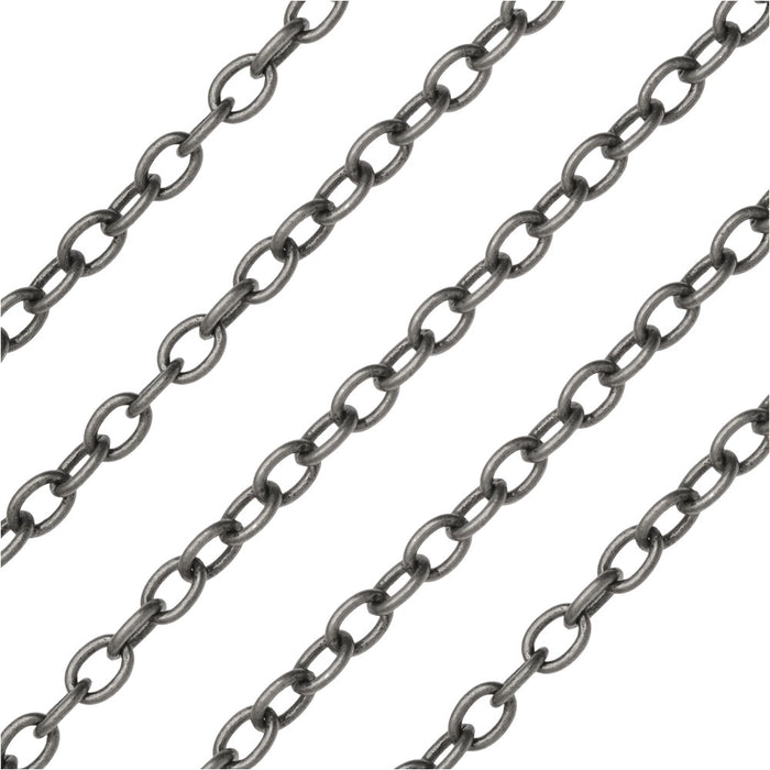 Antiqued Silver Plated Cable Chain, Oval 6x4mm, by the Foot