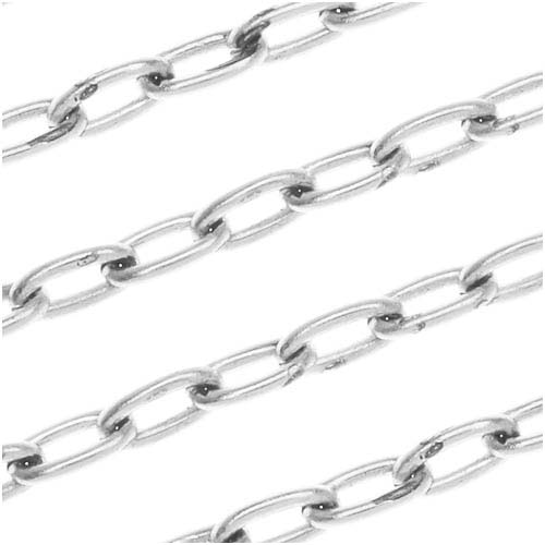 Silver Filled Oval Cable Chain Medium 3mm Unfinished Bulk by the Foot