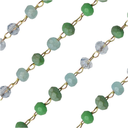 Zola Elements Beaded Chain, Gold Tone/Beach Mix Faceted Rondelles, 2x3mm, by the Foot
