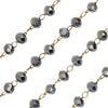 Zola Elements Beaded Chain, Gold Tone/Metallic Hematite Faceted Rondelles 2x3mm, by the Foot