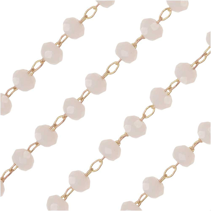 Zola Elements Beaded Chain, Gold Tone/White Opal Faceted Rondelles, by the Foot