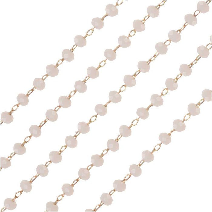 Zola Elements Beaded Chain, Gold Tone/White Opal Faceted Rondelles, by the Foot