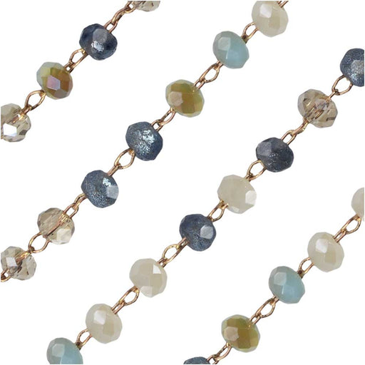 Zola Elements Beaded Chain, Gold Tone/Riviera Mix Faceted Rondelles 2x3mm, by the Foot