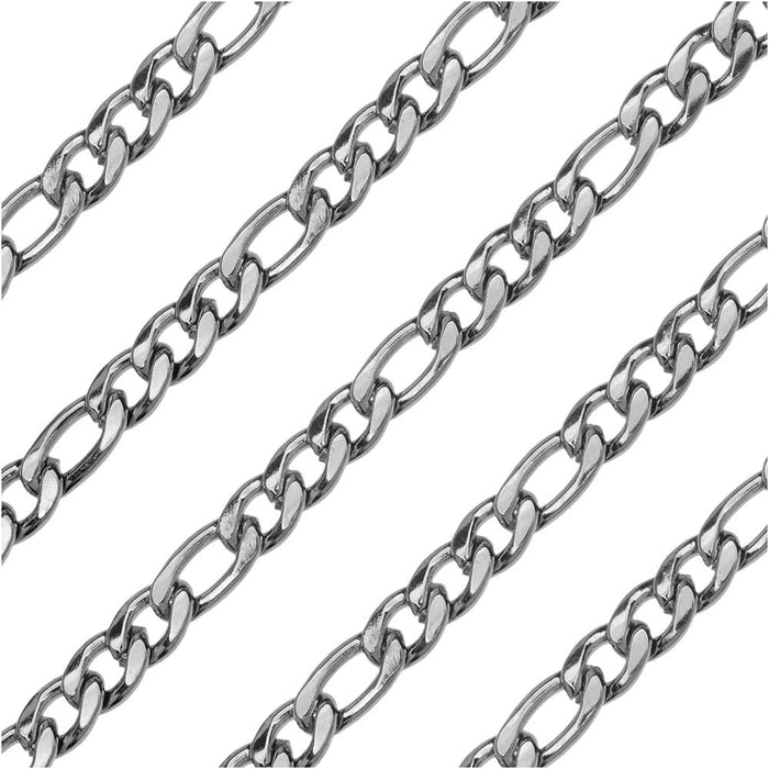 Stainless Steel Figaro Chain, 8 & 6mm, by the Foot