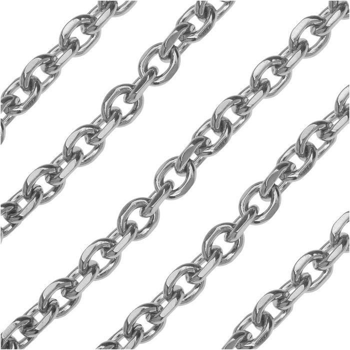 Stainless Steel Cable Chain, 6x5mm, by the Foot