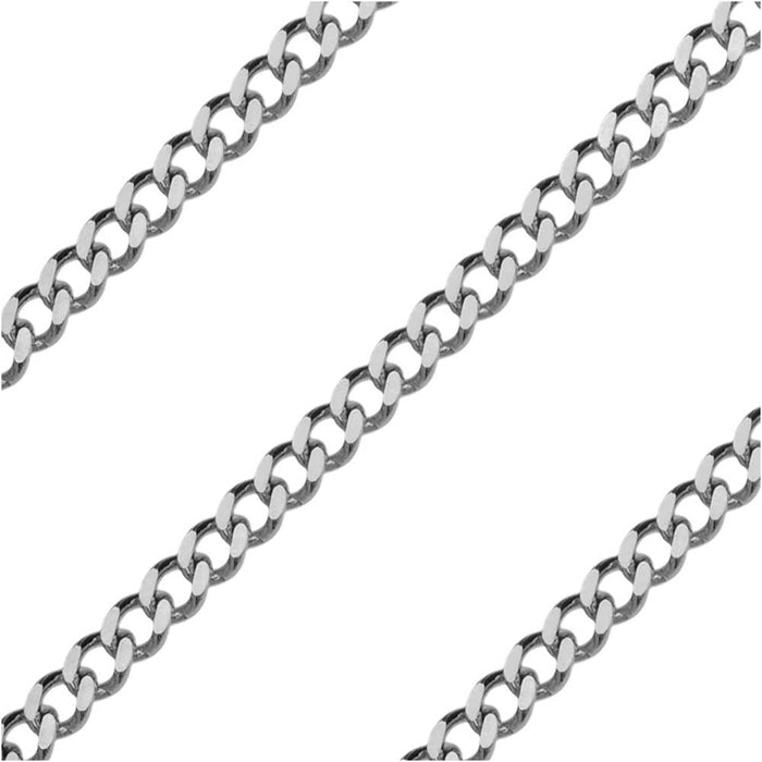 Stainless Steel Flattened Curb Chain, 3x2mm, by the Foot