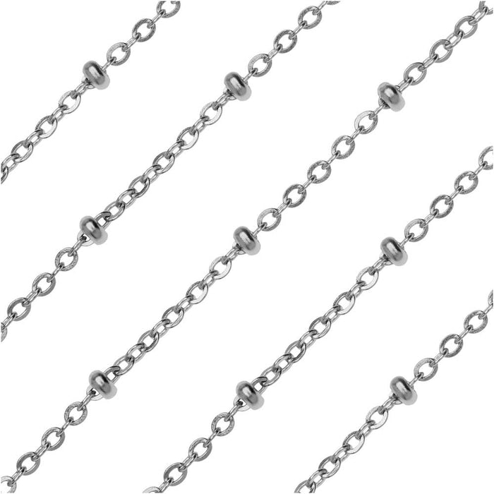 Stainless Steel Saturn Cable Chain, 2.5x2mm, by the Foot