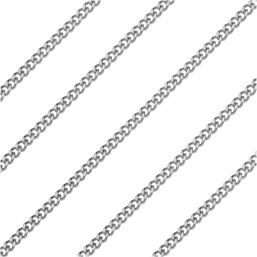 Stainless Steel Flat Curb Chain, 2.7x2mm, by the Foot