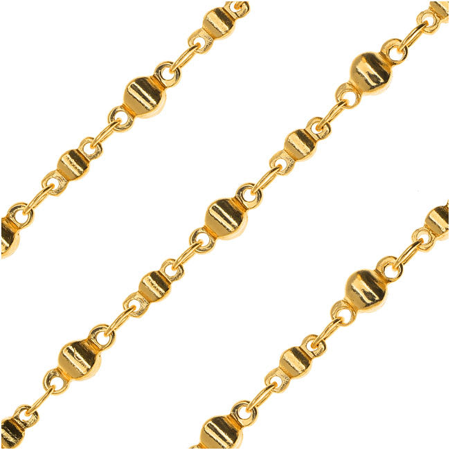 Gold Plated Moroccan Saturn Chain, 7mm, by the Foot