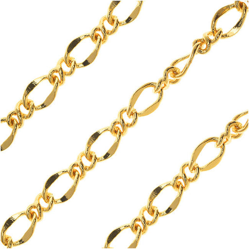 Gold Plated Figaro Chain, 5mm, by the Foot