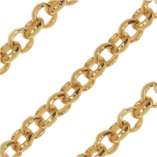 22K Gold Plated Rolo Chain, 3mm, by the Foot