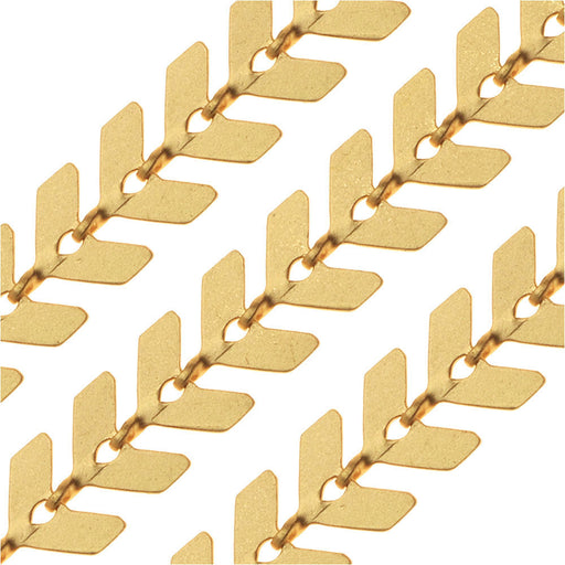 Matte Gold Plated Chevron Chain, 6.5mm by the Foot