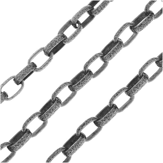 Antiqued Silver Hammered Rolo Chain, 5x8mm, by The Foot
