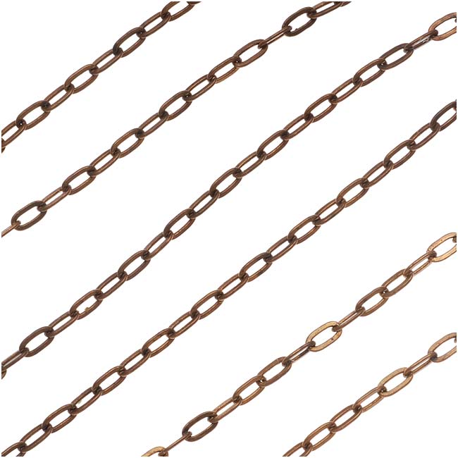Vintaj Natural Brass Flat Cable Chain 2.5x4.5mm Long Links, by the Foot