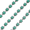 Preciosa Czech Crystal Rhinestone Cup Chain, 18PP, Turquoise/Silver Plated, by the Foot