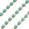 Preciosa Czech Crystal Rhinestone Cup Chain, 24PP, Turquoise/Brass, by the Foot