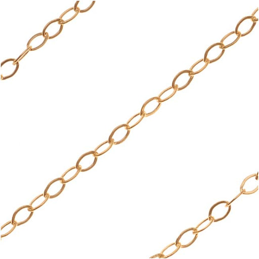 Gold FIlled Delicate Flat Cable Chain, 1.5mm, by the Foot