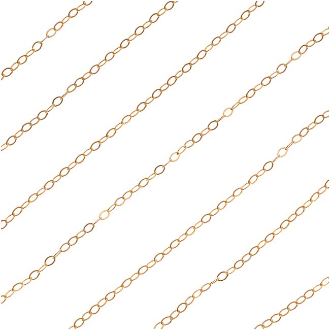 Gold FIlled Delicate Flat Cable Chain, 1.5mm, by the Foot
