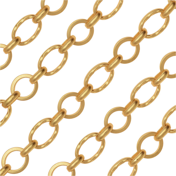Matte Gold Plated Long Short Chain, 7.5mm, by the Foot