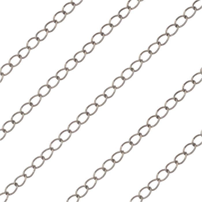 Antiqued Silver Plated Steel Curb Chain, 3mm, by the Foot