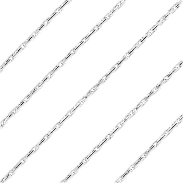 Silver Tone Fine Snake Beading Chain 1.25mm, by the Foot
